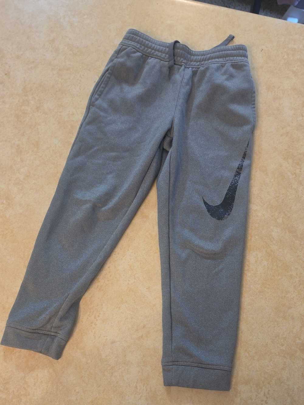 Nike Kids Gray Jogger Sweatpants with Black Swoosh